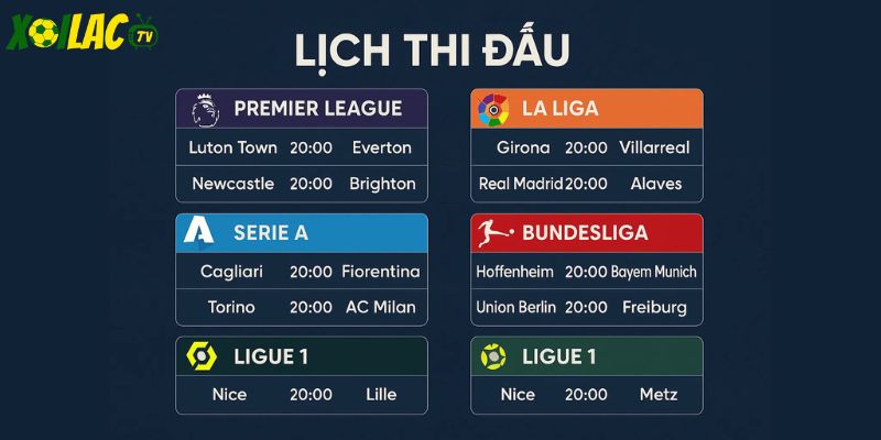 Lịch thi đấu từ Ngoại Hạng Anh đến V-League Lịch thi đấu từ Ngoại Hạng Anh đến V-League