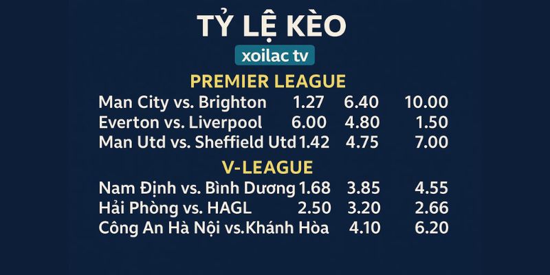 Tổng hợp bảng kèo các giải đấu tại xoilac tv. Tổng hợp bảng kèo các giải đấu tại xoilac tv.